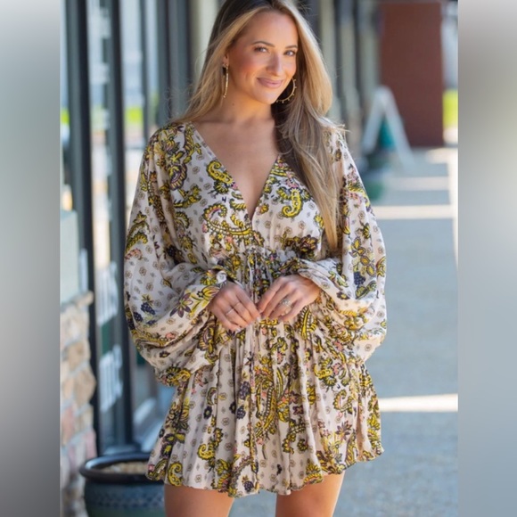 FREE PEOPLE Arzel Mini Dress in Tea Combo NEW - Picture 5 of 7